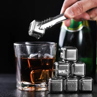 Stainless Steel Whiskey Stone Ice Cubes 4/6/8Pcs Reusable Ice Cube Set Vodka Beer Ice Stone Whiskey Cooler Bar Accessories