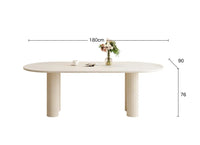 Nordic Minimalist Cream White Oval Sintered Stone Dining Table Set 6 Chairs Marble Restaurant Table Chair Dining Room Furniture