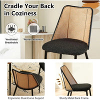 Round Dining Table with Rattan Chairs, Modern Dining Table and Chair Set with Table and 4 Upholstered Dining Chairs