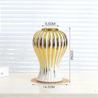 Electroplated Gold Edged White Vase Creative Ceramic Home Desktop Living Room Dining Table Art Decoration Flower Arrangement 1Pc