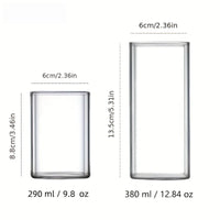 1PCS Creative Square Glass Transparent Cold Drink Large Capacity Iced Coffee Milk Tea Drinking Cup Red Wine Glass Coffee Cup