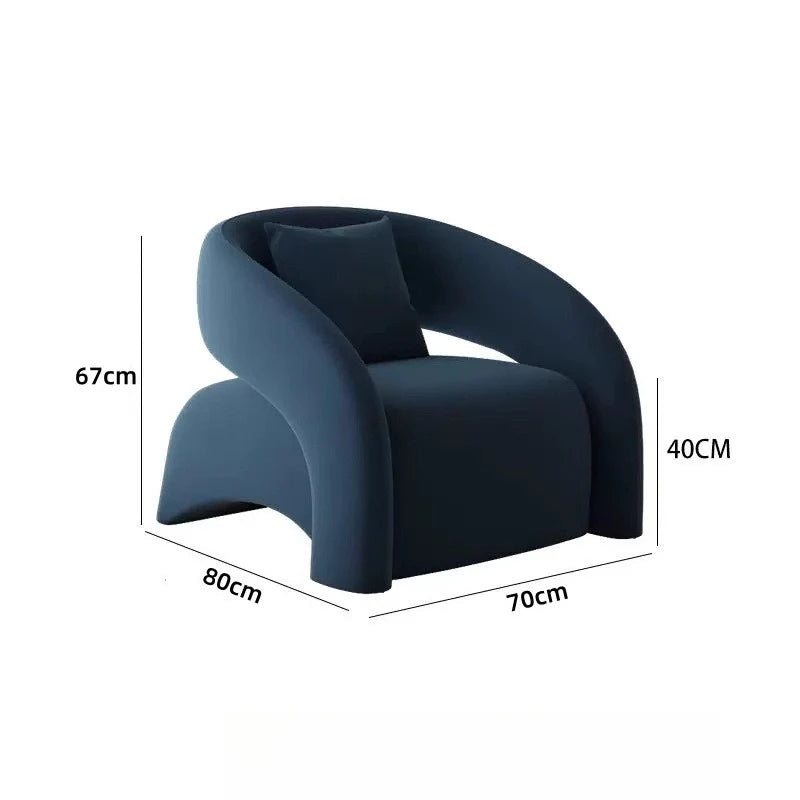 Modern European style lazy single sofa, simple style leisure chair, light luxury high-end sofa chair, frosted velvet fabric