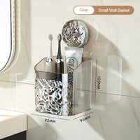 Bathroom Shelf Wall Mounted Non Perforated Suction Cup Storage Basket With Glacier Pattern For Home Storage Products