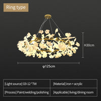Nordic Ceramic LED Chandeliers Can Be Used For Living Rooms, Dining Rooms, Modern Ginkgo Leaf Lamp, And Room Decoration Lights