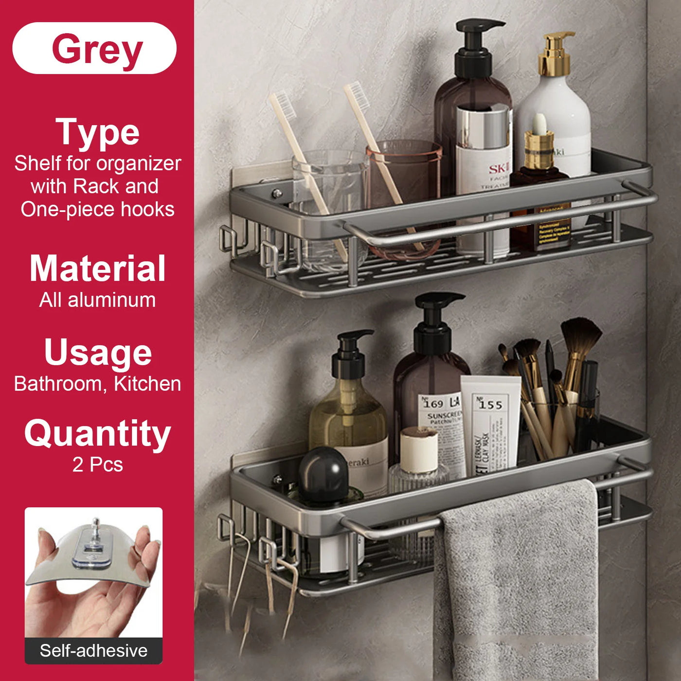 Bathroom Storage Rack Stainless Steel Anti Rust Storage Shower Rack Suction Cup Storage Rack Household Storage Appliances