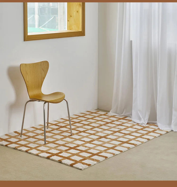 Modern Fashion Minimalist Carpets for Living Room Fluffy Soft Plush Floor Mat Ins Style Bedroom Decor Plaid Rug Ковер Tapis 러그
