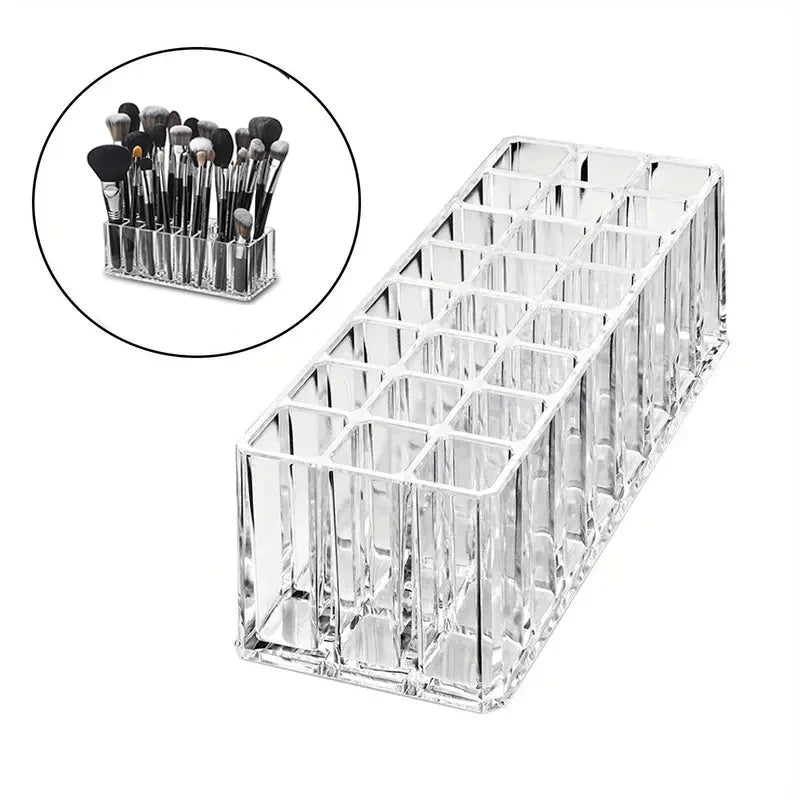 24 Slots Makeup Brush Organizer Acrylic Lipstick Organizer Cosmetic Storage Makeup Lipgloss Display Box Makeup Brushes Storage