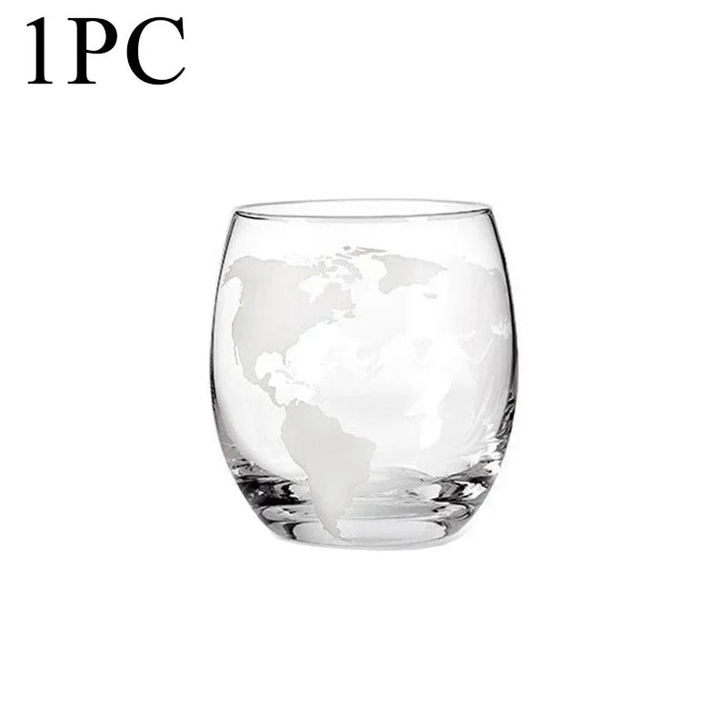 Creative Globe Decanter Set with Lead-free Carafe Exquisite Wood-stand and 2 Whisky Glasses Whiskey Decanter Globe Grade Gift