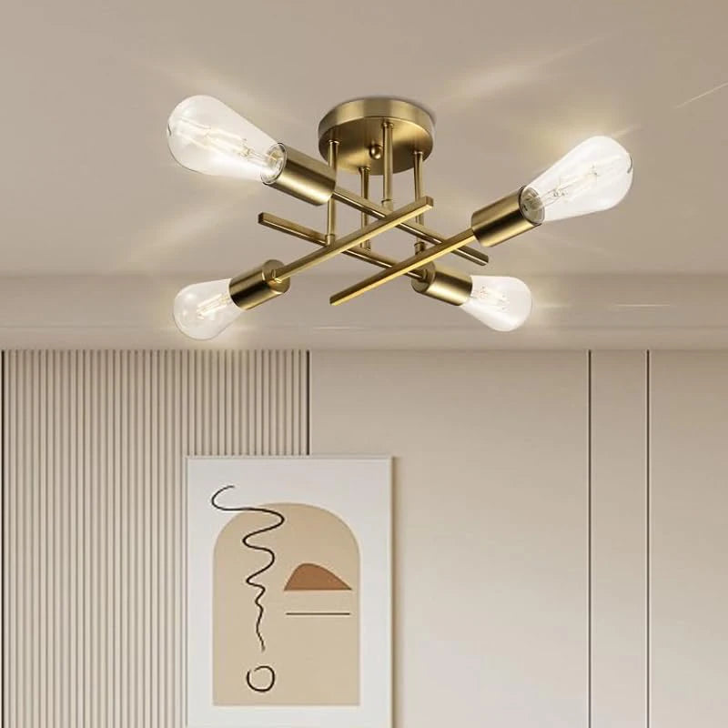 Modern bedroom ceiling chandelier, Nordic semi embedded ceiling light, retro home decoration light, plafonnier LED lighting fixt