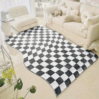 Retro Checkerboard Rugs for Bedroom Home Decor Fluffy Soft Plush Floor Mat Living Room Decoration Carpet Lattice Lounge Rug