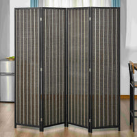 4 Panel Room Divider, 6 Ft Tall Indoor Portable Folding Privacy Screens, Bamboo Hand-Woven Freestanding Partition Wall Divider for Home Office, Brown