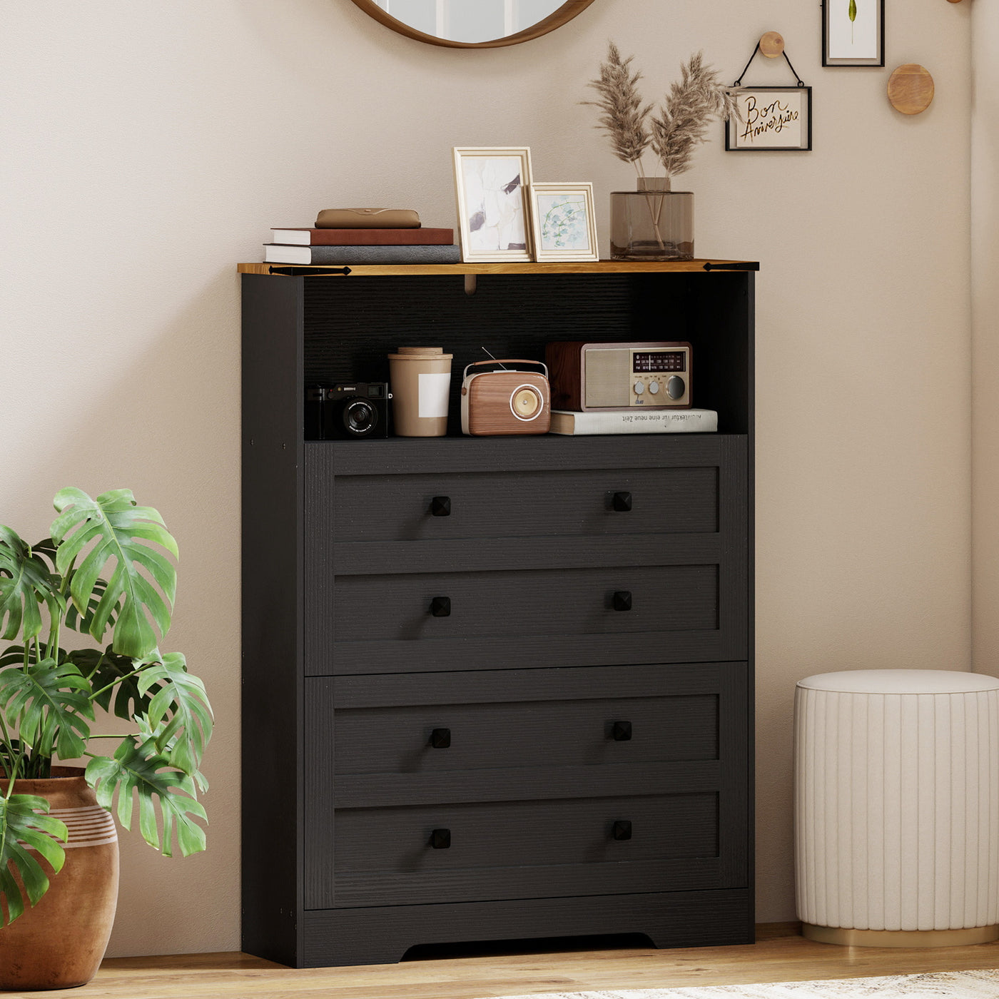 Shoe Cabinet with 2 Flip Drawers, Narrow Shoe Storage Cabinet, Black