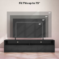 LED Lighted TV Stand for TVs up to 75", Modern TV Cabinet with Storage Drawers for Living Room, High Gloss Black