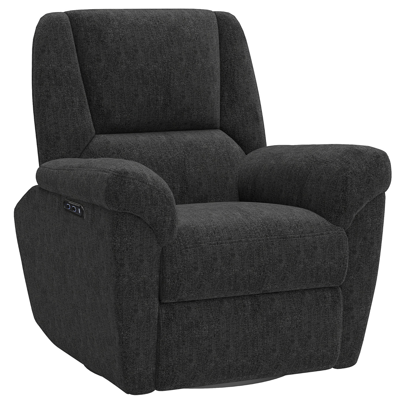 Power Recliner Chair, Fabric Upholstered Recliner Chair with USB Ports, Swivel and Rocking Function, Footrest, Black