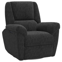 Power Recliner Chair, Fabric Upholstered Recliner Chair with USB Ports, Swivel and Rocking Function, Footrest, Black