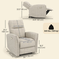 Power Recliner Chair, Dyed Fabric (Like Leathaire) Upholstered Recliner Chair with USB Ports, Footrest, Beige