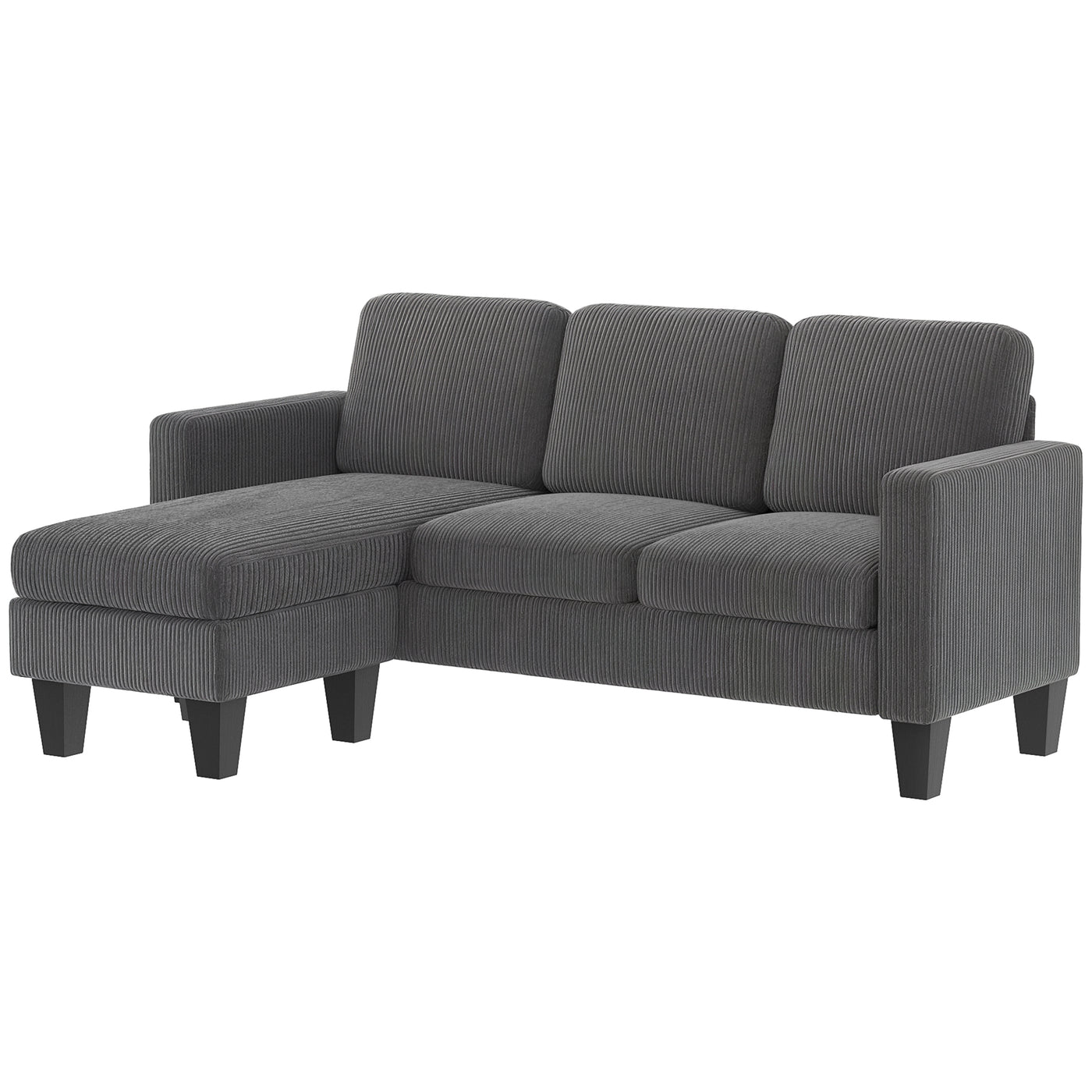 Sectional Sofa, L Shaped Couch, with Changeable Chaise or Ottoman, Dark Grey