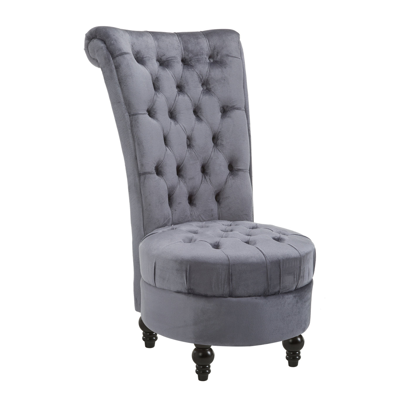 45" Tufted High Back Velvet Accent Chair Living Room Soft Padded Couch Lounge Ash Grey