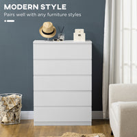 Dresser for Bedroom with 5 Drawers, Modern Chest of Drawers for Living Room, Closet, Hallway, White