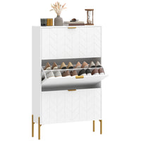 Shoe Cabinet with 3 Flip Drawers, Modern Narrow Shoe Storage Cabinet with Adjustable Shelves, White