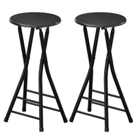 Set of 2 Foldable Barstools, Counter Height Bar Stools with Footrest and Steel Legs for Kitchen Island, Black
