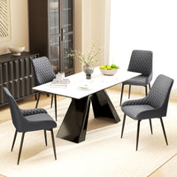 Upholstered Kitchen Chairs, Modern Dining Chairs Set of 2 with Diamond Tufting and Steel Legs for Dining Room, Grey