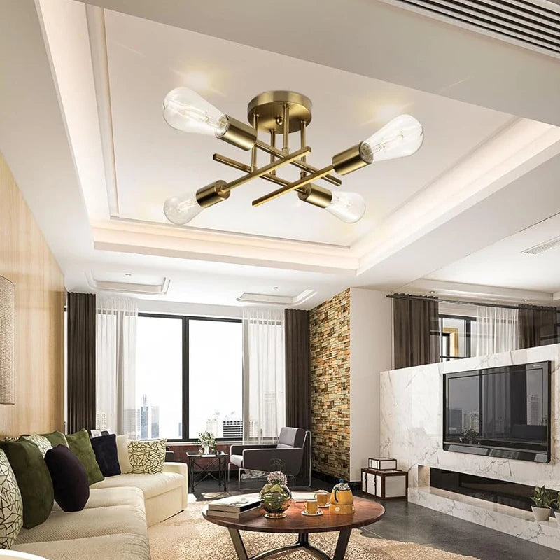 Modern bedroom ceiling chandelier, Nordic semi embedded ceiling light, retro home decoration light, plafonnier LED lighting fixt