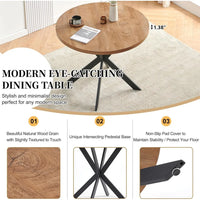 Round Dining Table with Rattan Chairs, Modern Dining Table and Chair Set with Table and 4 Upholstered Dining Chairs