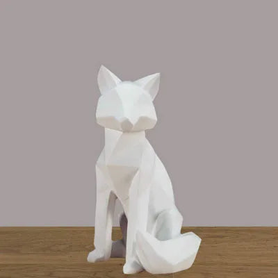 YuryFvna Simple White Modern Abstract Sculpture Fashion Geometric Fox Statue Desktop Ornaments Creative Gift
