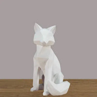 YuryFvna Simple White Modern Abstract Sculpture Fashion Geometric Fox Statue Desktop Ornaments Creative Gift