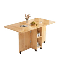 Solid wood folding dining table small household dining table multifunctional rectangular movable folding table