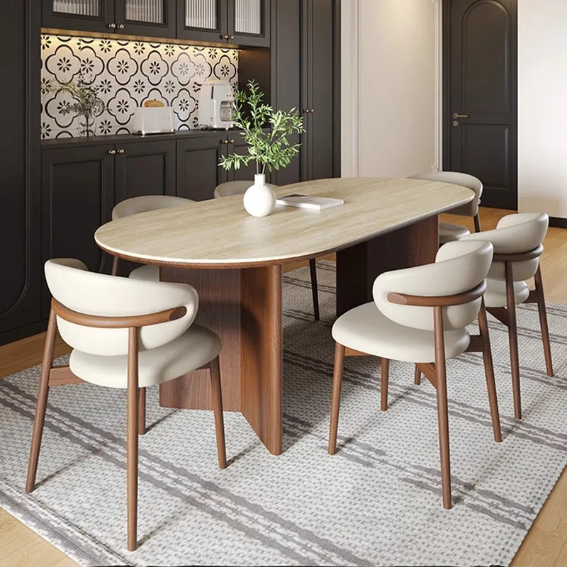 Nordic Retro Style 6-Seater Dining Table Set Modern Wooden Kitchen Furniture for Home or Hotel Use