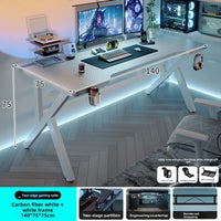 Gaming Desk Two-Stage Split Plate Desktop Home Mountable Monitor Stand Carbon Fiber Textured Solid Wood Computer Desk