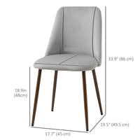 Upholstered Dining Chairs Set of 4, Velvet Accent Chair with Back and Wood-grain Steel Leg for Kitchen, Grey