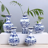 Ceramics Flower Vase Decoration Home Blue And White Vases For Wedding Decor Living Room Ornaments Table Desktop Retro Art Crafts