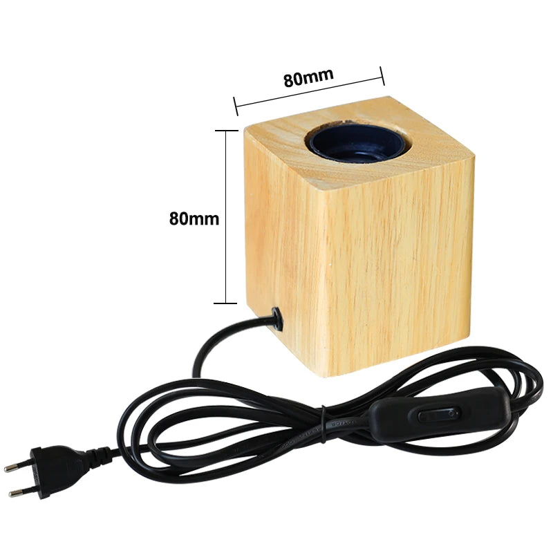 Vintage Lamp Holder E27 Socket 85-265V Lampholder LED Lamp Retro Wood Base Napkin Table Desk Lamp Edison Bulb Light Fixture