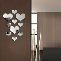 1Set 3D Love Hearts Mirror Wall Sticker Decal Wall Art Removable Wedding Decoration Kids Room Decoration Toilet Table Stickers