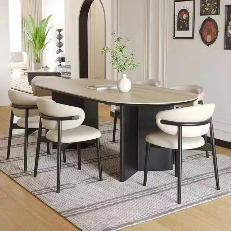 Nordic Retro Style 6-Seater Dining Table Set Modern Wooden Kitchen Furniture for Home or Hotel Use