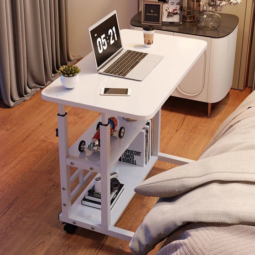 Height Adjustable Computer Desk Standing Desk Bedside Smart Game Office Desk Mobile Study Table with Rolling Wheel 60*40cm