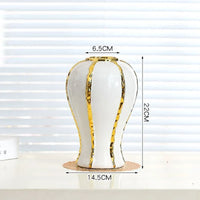 Electroplated Gold Edged White Vase Creative Ceramic Home Desktop Living Room Dining Table Art Decoration Flower Arrangement 1Pc