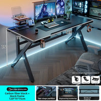 Gaming Desk Two-Stage Split Plate Desktop Home Mountable Monitor Stand Carbon Fiber Textured Solid Wood Computer Desk
