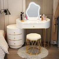 Pink White Vanity Table Women Luxury Nail European Big Stool Study Dressing Table Organizer Mesa De Maquillaje Home Furniture