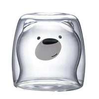 250ML Double Glass Cup Coffee Mug Bear Cat Dog Animal Transparent Cute Milk Juice Tea Drinking Cups Birthday Party Wine Glasses