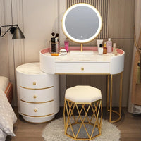 Pink White Vanity Table Women Luxury Nail European Big Stool Study Dressing Table Organizer Mesa De Maquillaje Home Furniture