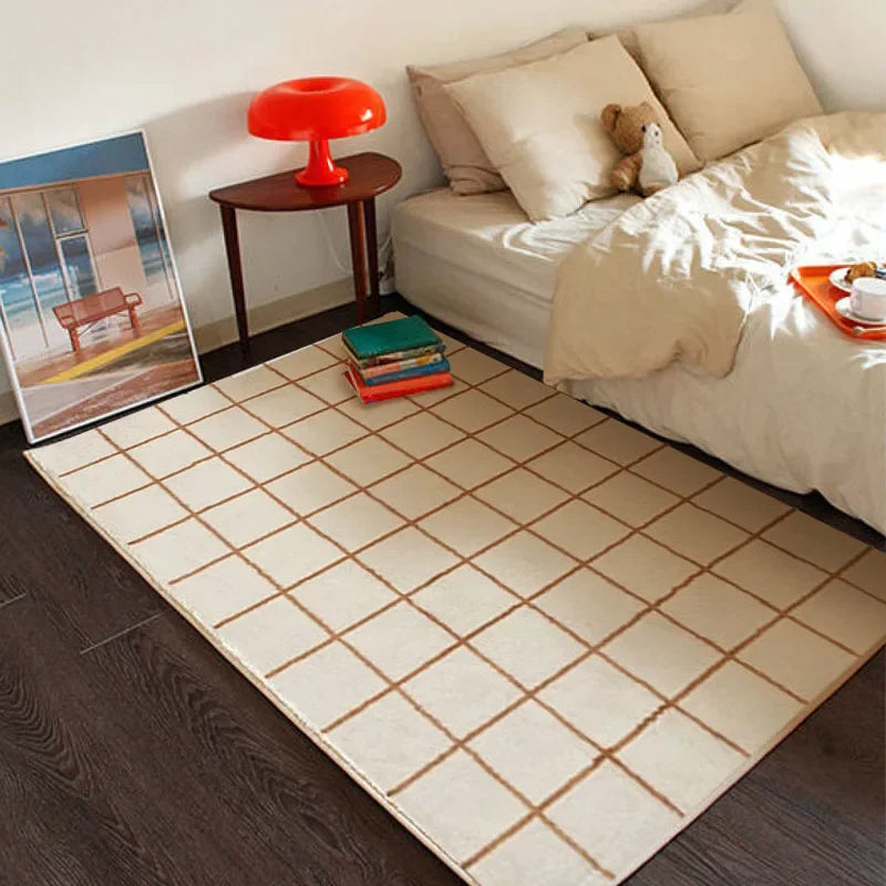 Modern Fashion Minimalist Carpets for Living Room Fluffy Soft Plush Floor Mat Ins Style Bedroom Decor Plaid Rug Ковер Tapis 러그