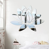 Lotus 3D Mirror Wall Sticker Home Living Room Bedroom Office Hallway Wall Decorations Acrylic Mirror Reflective Wall Sticker