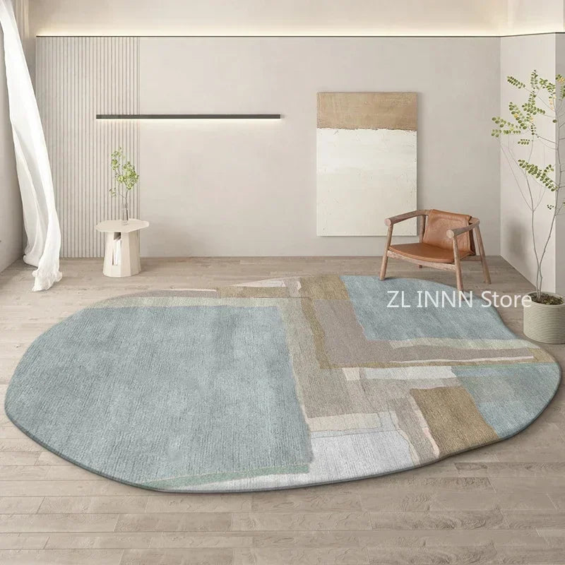 Cream Color Irregular Oval Carpets for Living Room Children Bedroom Rug Ins Soft Fluffy Bedside Rugs Short Plush Large Area Mats
