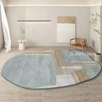Cream Color Irregular Oval Carpets for Living Room Children Bedroom Rug Ins Soft Fluffy Bedside Rugs Short Plush Large Area Mats