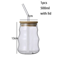 YWDL 1/2pcs 500ml Glass Tumblers Cups With Straw Mason Jar Clear Juice Coffee Milk Cup With Bamboo Lids Drinkware