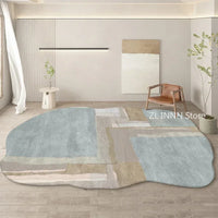 Cream Color Irregular Oval Carpets for Living Room Children Bedroom Rug Ins Soft Fluffy Bedside Rugs Short Plush Large Area Mats